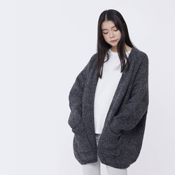 Selina Cozy Long Knit Gardigan Sweater /Heather Grey 1枚目の画像