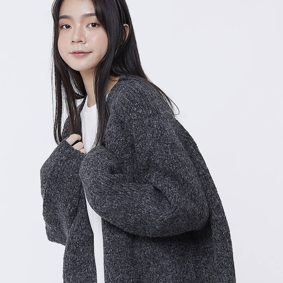 Selina Cozy Long Knit Gardigan Sweater /Heather Grey 8枚目の画像