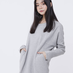 Boonie Brush Cotton Pocket Warm Sweat Dress/ Light Grey 5枚目の画像