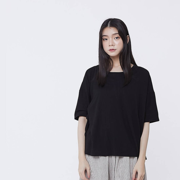 Megan Squared Cut Soft Top/ Black 2枚目の画像