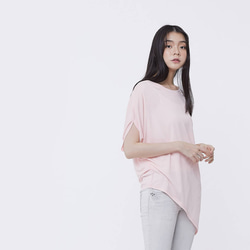 Nancy Drop Shoulder Asymmetry Soft Top Pink 2枚目の画像