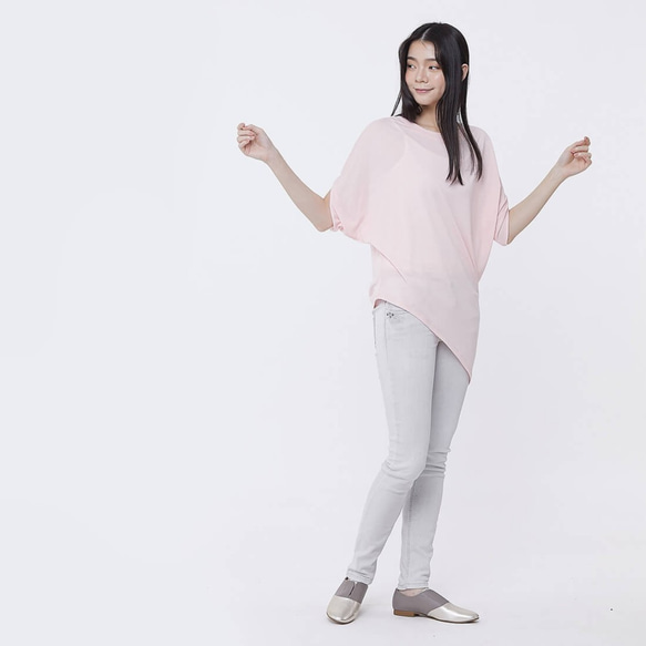 Nancy Drop Shoulder Asymmetry Soft Top Pink 3枚目の画像