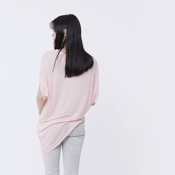 Nancy Drop Shoulder Asymmetry Soft Top Pink 4枚目の画像