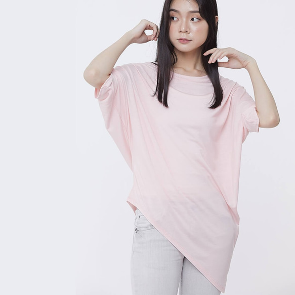 Nancy Drop Shoulder Asymmetry Soft Top Pink 7枚目の画像