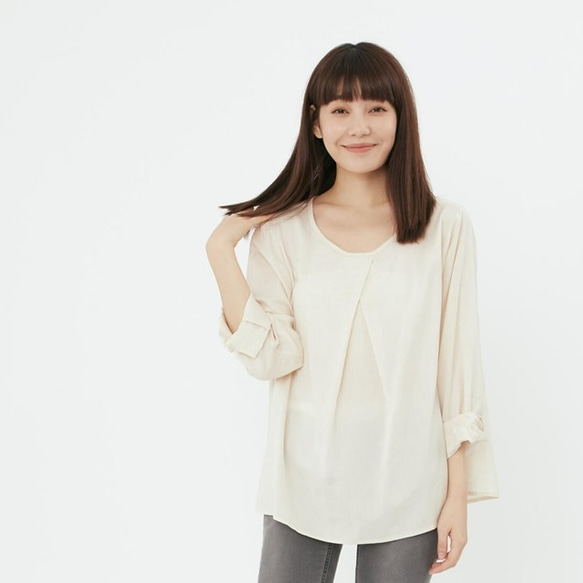 Sharon Cotton Linen Long Sleeves Top/ Linen 1枚目の画像