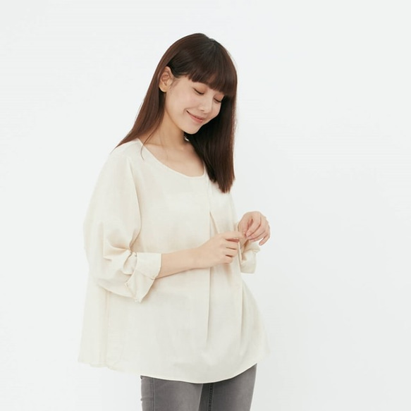 Sharon Cotton Linen Long Sleeves Top/ Linen 6枚目の画像