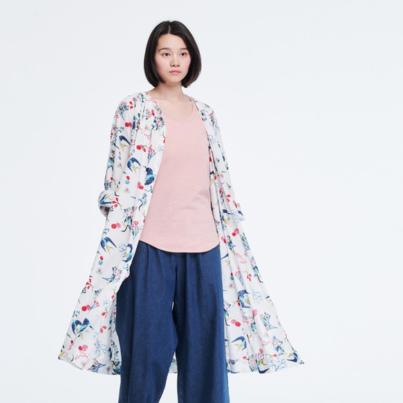 Angel Floral Natural Cotton Print Long Sleeves One-piece 1枚目の画像