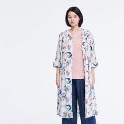 Angel Floral Natural Cotton Print Long Sleeves One-piece 3枚目の画像