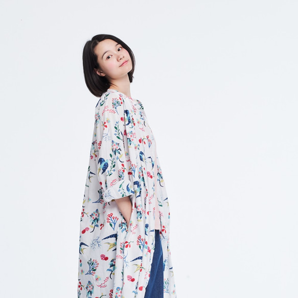 Angel Floral Natural Cotton Print Long Sleeves One-piece 8枚目の画像