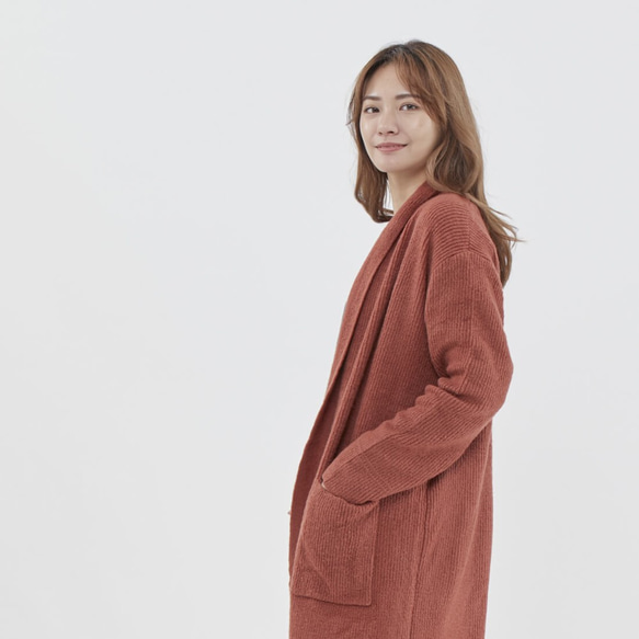 Ula midi cardigan jacket with pockets / Brownish Red 6枚目の画像