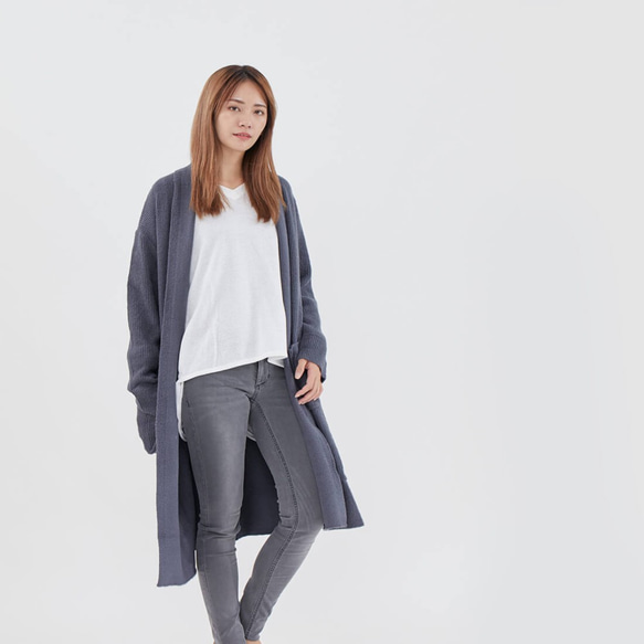 Ula midi cardigan jacket with pockets / Black 2枚目の画像