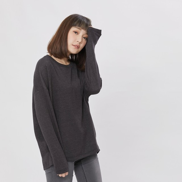 French Terry コットン Tシャツ /Dark grey 9枚目の画像