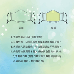 純棉印花立體口罩成人版 現貨供應 台灣製造 可放入醫療口罩 藍花鳥 第7張的照片