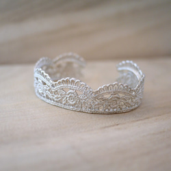 【金夏琳 King & Sharlene 】 小玫瑰蕾絲手鐲 925純銀c型開口手環 第1張的照片