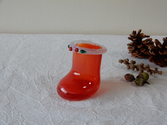 ガラスのクリスマスブーツ 一輪挿し・花瓶・花器 marumari 通販