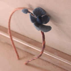 現貨款 天然植物染 藍染蝴蝶蘭髮箍 第4張的照片
