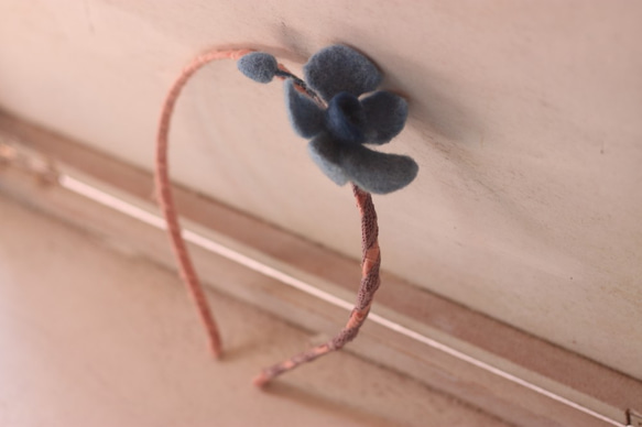現貨款 天然植物染 藍染蝴蝶蘭髮箍 第4張的照片