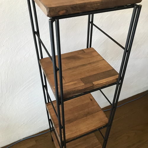 黒　アイアン製4段カウンター　シェルフ 黒アイアン製4段カウンターシェルフ