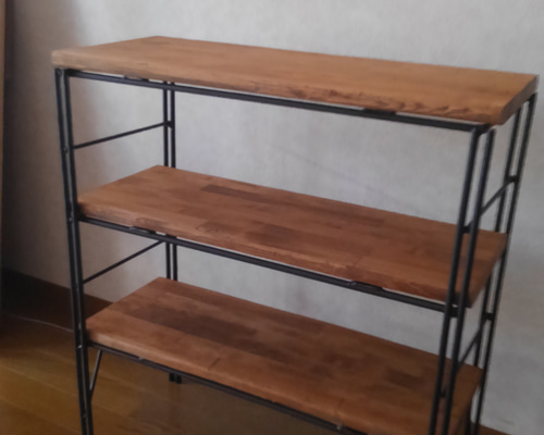 まなちょ オーダー製作 2段シェルフ 3段シェルフ アイアンレッグ