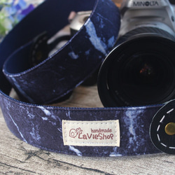 大理石紋(深藍底白紋) 38mm手工相機背帶 GF/NEX/單眼/類單可訂製 第2張的照片