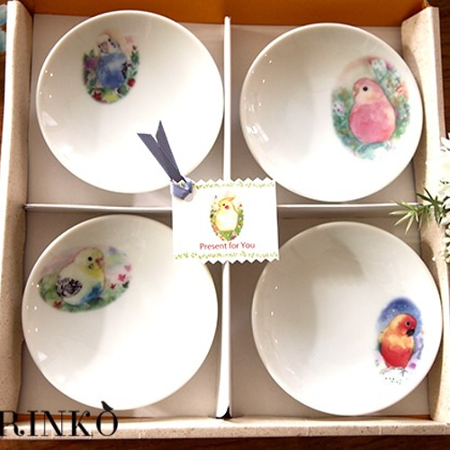 インコ・鳥 小皿・豆皿 4点セット（80羽の中からお好きな鳥