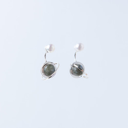 尼普頓星球拉長石珍珠耳環 Neptune pearl labradorite earrings 第2張的照片