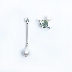 尼普頓珍珠不對稱耳環 Neptune asymmetrical pearl earrings 第2張的照片