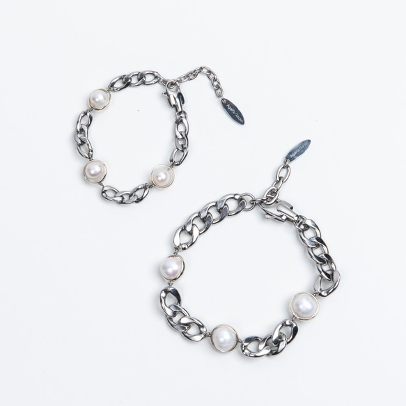 波賽頓不鏽鋼珍珠手鍊 Poseidon stainless steel pearl bracelet 第1張的照片