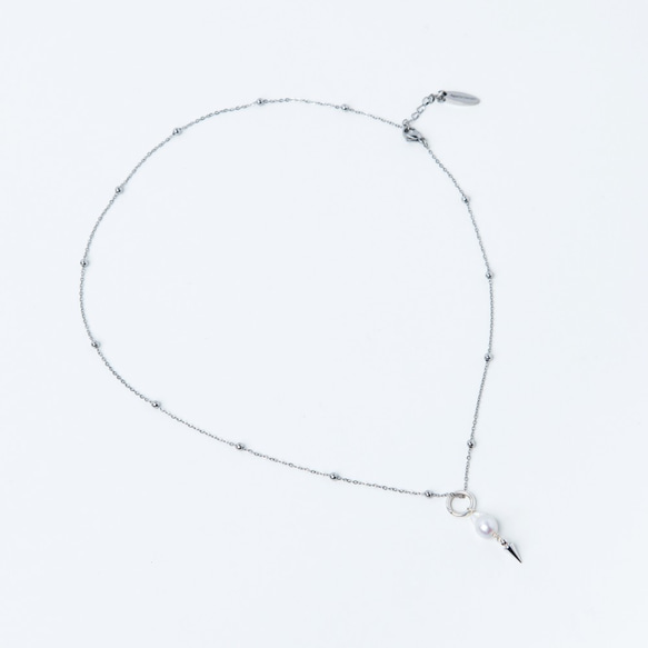 波賽頓鉚釘珍珠項鍊 Poseidon spike pearl necklace 第3張的照片