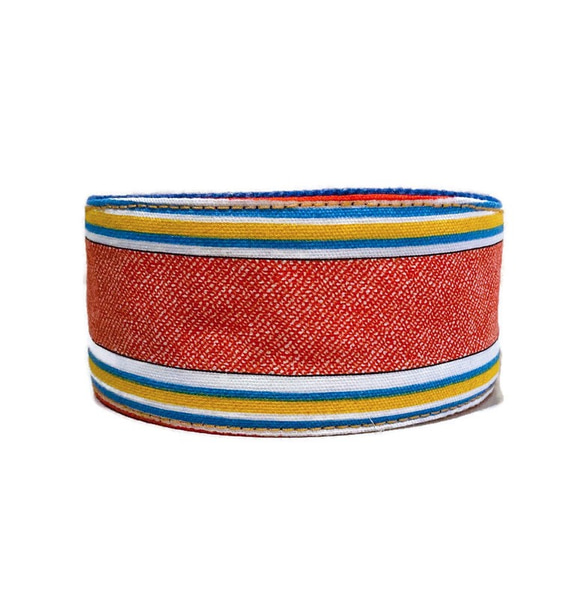 カチューシャ レトロ ストライプ 赤 黄 幅広 ブリジット/ headband  retro striped 2枚目の画像