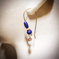 ハート フープピアス 青 / Heart hoop pierced earrings blue 6枚目の画像