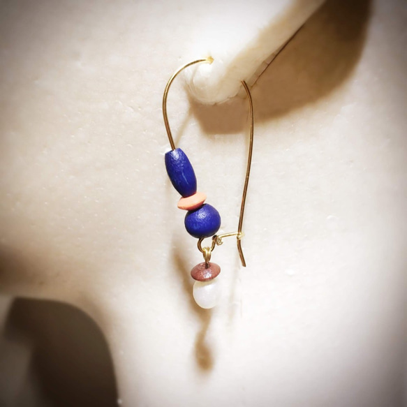 ハート フープピアス 青 / Heart hoop pierced earrings blue 6枚目の画像