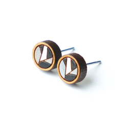 『田田製作所』木製ピアス- Geometric circle(Silicone clip-on earring) 2枚目の画像