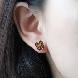 『田田製作所』木製ピアス- フレンチブルドッグ(Silicone clip-on earring) 3枚目の画像