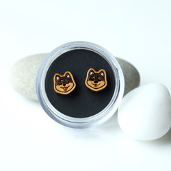 『田田製作所』木製ピアス- 柴犬 (Silicone clip-on earring) 6枚目の画像