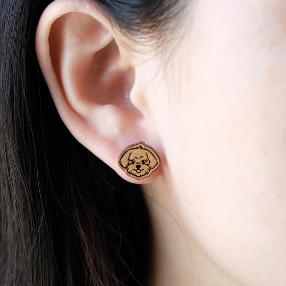 『田田製作所』素色木耳環-馬爾濟斯(耳夾) 第4張的照片