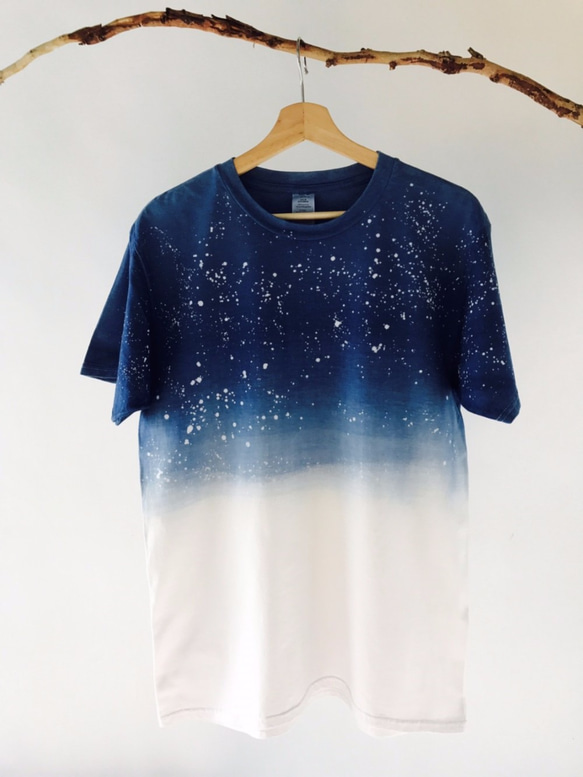 自在染isvara 手工藍染 海洋系列 我心似海洋 純棉T-shirt 第1張的照片