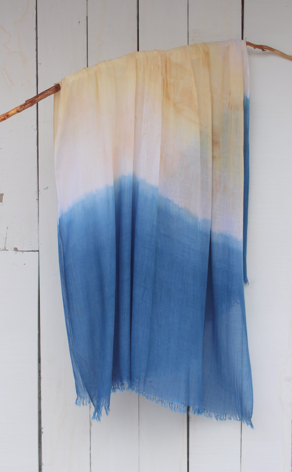 自在染isvara 藍染純棉圍巾 純粹系列 山巒 第1張的照片