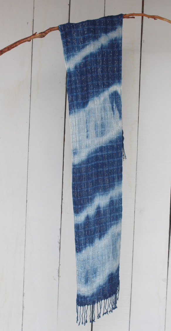 自在染isvara 藍染純棉圍巾 能量系列 山癒 第1張的照片