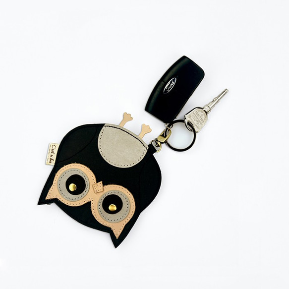 【皮革紙系列】水洗牛皮紙 造型鑰匙圈/悠遊卡包-(貓頭鷹) 禮物 第4張的照片