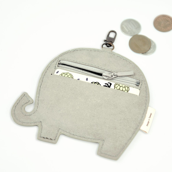 【皮革紙系列】水洗牛皮紙 造型鑰匙圈/悠遊卡包-(小灰象) 禮物 第2張的照片