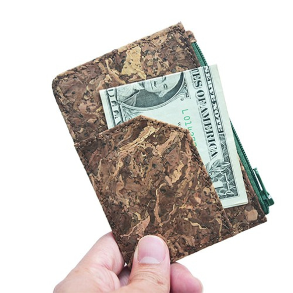 【手感軟木】木質調 票卡夾/零錢包-(煙燻迷彩紋) 收納名片 禮物 第7張的照片