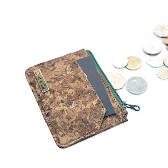 【手感軟木】木質調 票卡夾/零錢包-(煙燻迷彩紋) 收納名片 禮物 第5張的照片