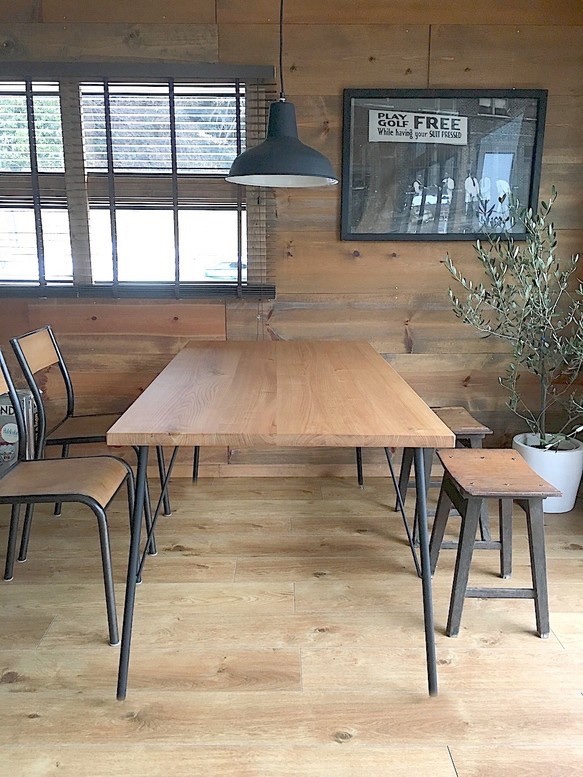 Rustic Oak 12*70 岐阜県産クリ無垢材　天然オイル仕上　ダイニングテーブル