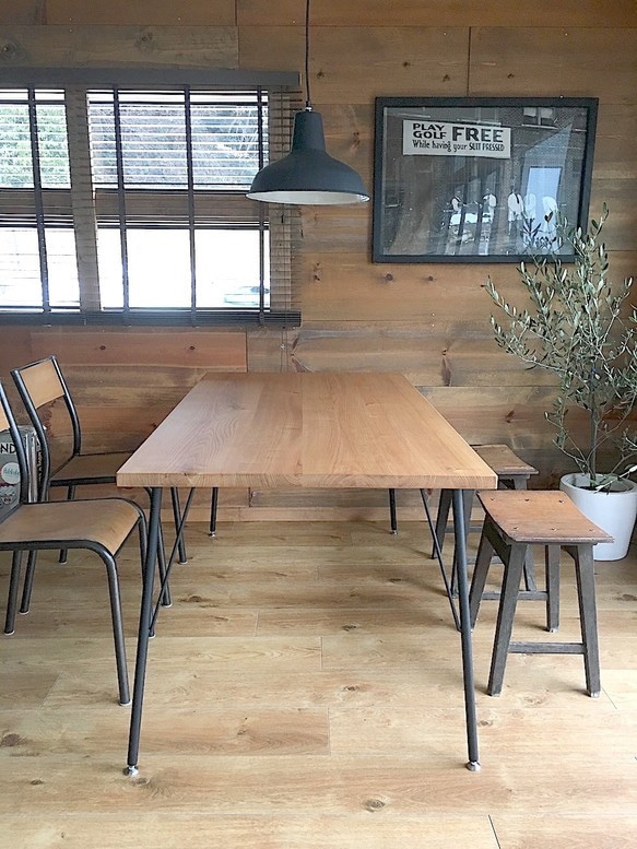 Rustic Oak 14*75 国産無垢材　天然オイル仕上　ダイニングテーブル 1枚目の画像