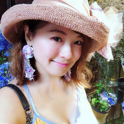 [Nancy’s] 《愛戀羅曼史》日本染絹本花紫色系夢幻流蘇貝殼長耳環 第4張的照片