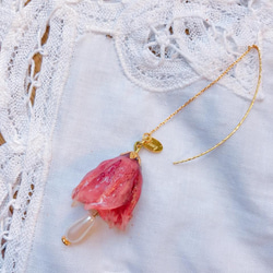 [Nancy’s]《一柳玫瑰》莓果玫瑰珍珠垂墜耳環 第4張的照片