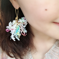 [Nancy’s]《海洋波光》日本海星珍珠蝴蝶結手染線耳環 第2張的照片