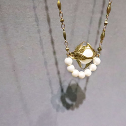 圓氐『典藏傳承』含苞女人香氣項鍊  手工設計製作 微復古 輕珠寶 黃銅飾 第6張的照片