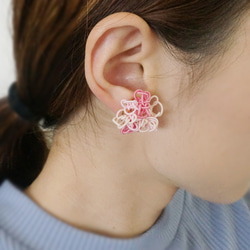 Mizuhiki耳環繡球（粉紅色）中號 第2張的照片